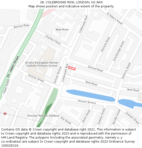 28, COLEBROOKE ROW, LONDON, N1 8AS: Location map and indicative extent of plot