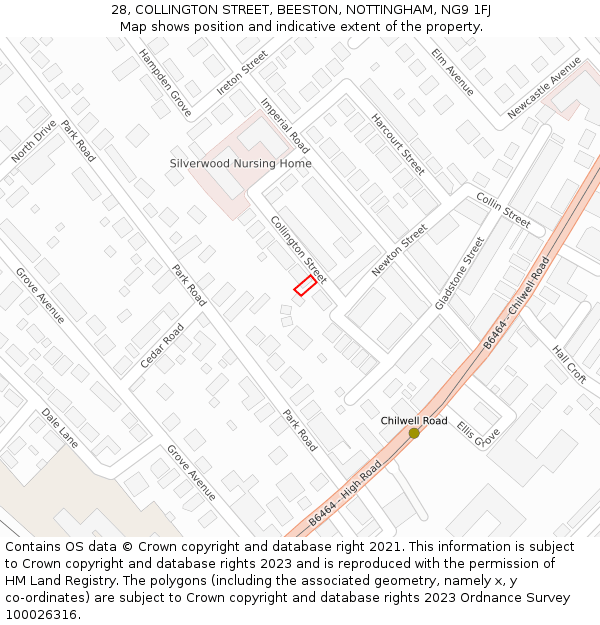 28, COLLINGTON STREET, BEESTON, NOTTINGHAM, NG9 1FJ: Location map and indicative extent of plot