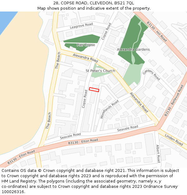 28, COPSE ROAD, CLEVEDON, BS21 7QL: Location map and indicative extent of plot