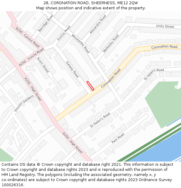 28, CORONATION ROAD, SHEERNESS, ME12 2QW: Location map and indicative extent of plot
