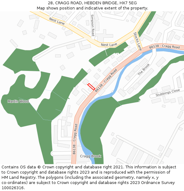28, CRAGG ROAD, HEBDEN BRIDGE, HX7 5EG: Location map and indicative extent of plot