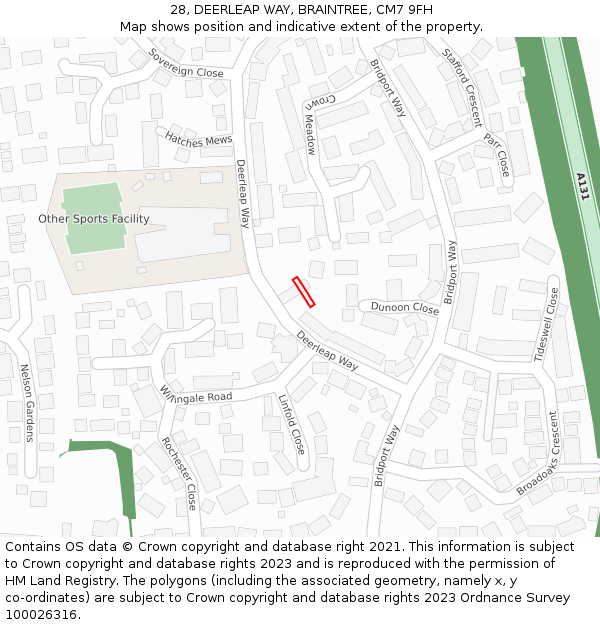 28, DEERLEAP WAY, BRAINTREE, CM7 9FH: Location map and indicative extent of plot