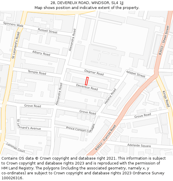 28, DEVEREUX ROAD, WINDSOR, SL4 1JJ: Location map and indicative extent of plot