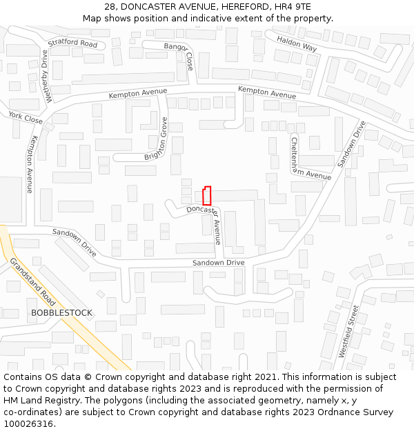 28, DONCASTER AVENUE, HEREFORD, HR4 9TE: Location map and indicative extent of plot
