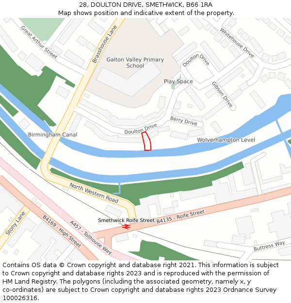 28, DOULTON DRIVE, SMETHWICK, B66 1RA: Location map and indicative extent of plot