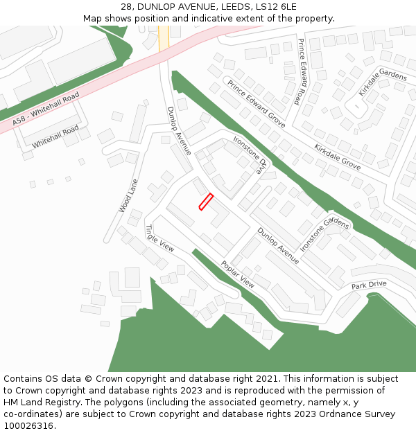 28, DUNLOP AVENUE, LEEDS, LS12 6LE: Location map and indicative extent of plot