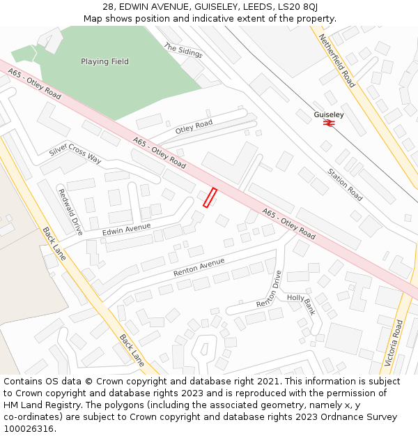28, EDWIN AVENUE, GUISELEY, LEEDS, LS20 8QJ: Location map and indicative extent of plot