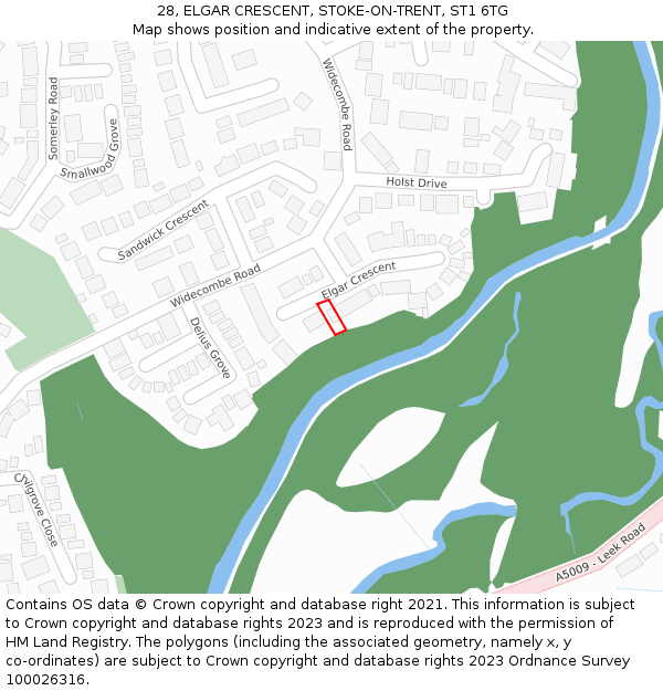 28, ELGAR CRESCENT, STOKE-ON-TRENT, ST1 6TG: Location map and indicative extent of plot
