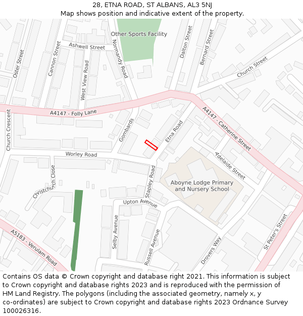 28, ETNA ROAD, ST ALBANS, AL3 5NJ: Location map and indicative extent of plot