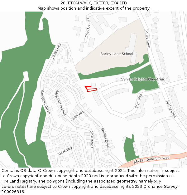 28, ETON WALK, EXETER, EX4 1FD: Location map and indicative extent of plot
