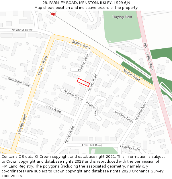 28, FARNLEY ROAD, MENSTON, ILKLEY, LS29 6JN: Location map and indicative extent of plot