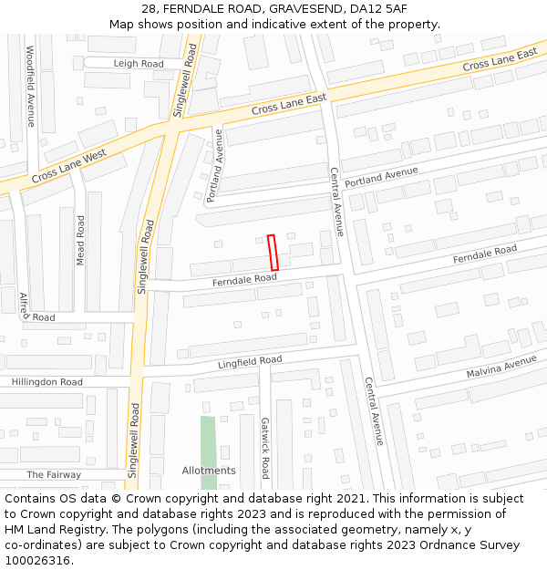 28, FERNDALE ROAD, GRAVESEND, DA12 5AF: Location map and indicative extent of plot