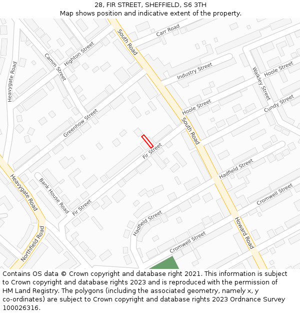 28, FIR STREET, SHEFFIELD, S6 3TH: Location map and indicative extent of plot