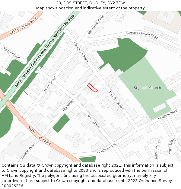 28, FIRS STREET, DUDLEY, DY2 7DW: Location map and indicative extent of plot