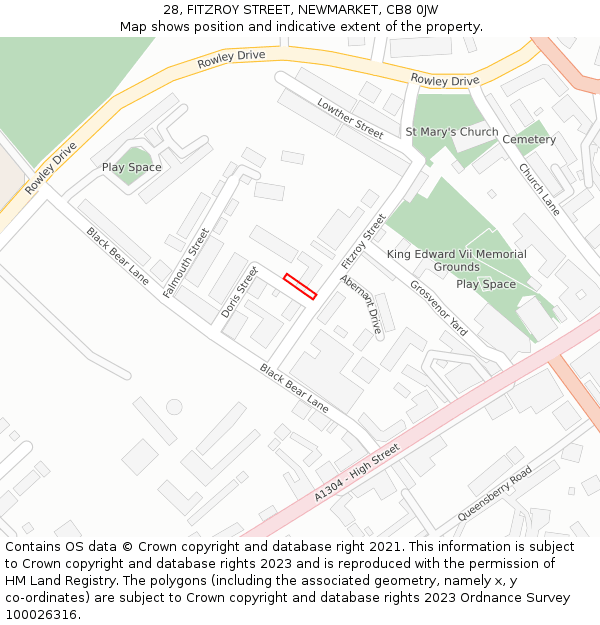 28, FITZROY STREET, NEWMARKET, CB8 0JW: Location map and indicative extent of plot