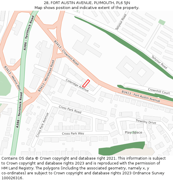 28, FORT AUSTIN AVENUE, PLYMOUTH, PL6 5JN: Location map and indicative extent of plot