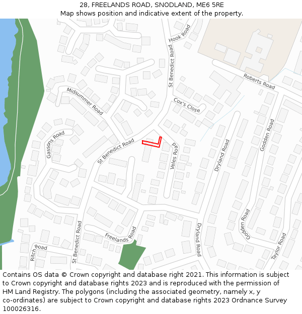 28, FREELANDS ROAD, SNODLAND, ME6 5RE: Location map and indicative extent of plot