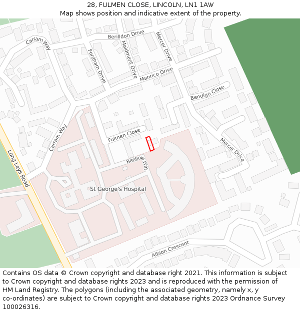28, FULMEN CLOSE, LINCOLN, LN1 1AW: Location map and indicative extent of plot