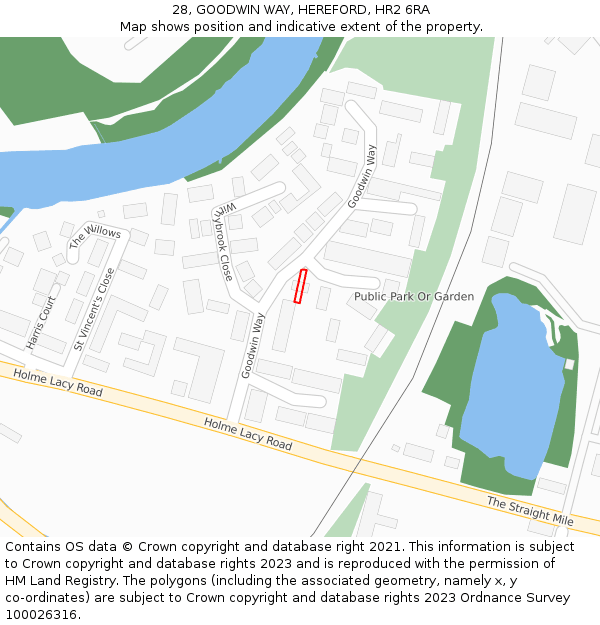 28, GOODWIN WAY, HEREFORD, HR2 6RA: Location map and indicative extent of plot