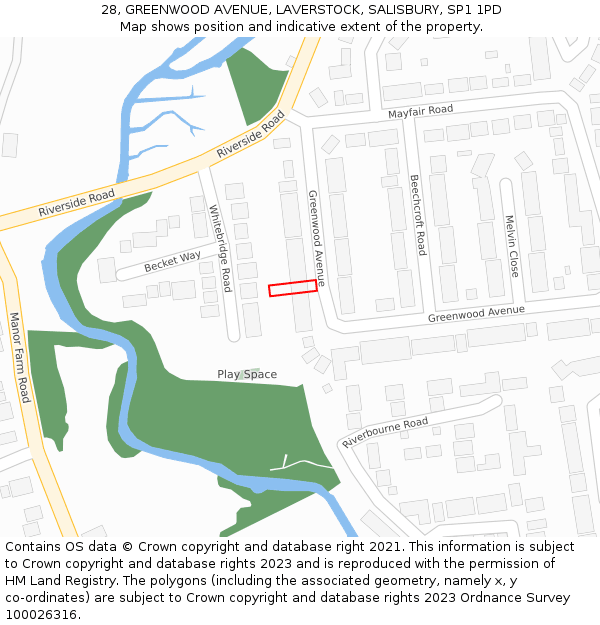 28, GREENWOOD AVENUE, LAVERSTOCK, SALISBURY, SP1 1PD: Location map and indicative extent of plot