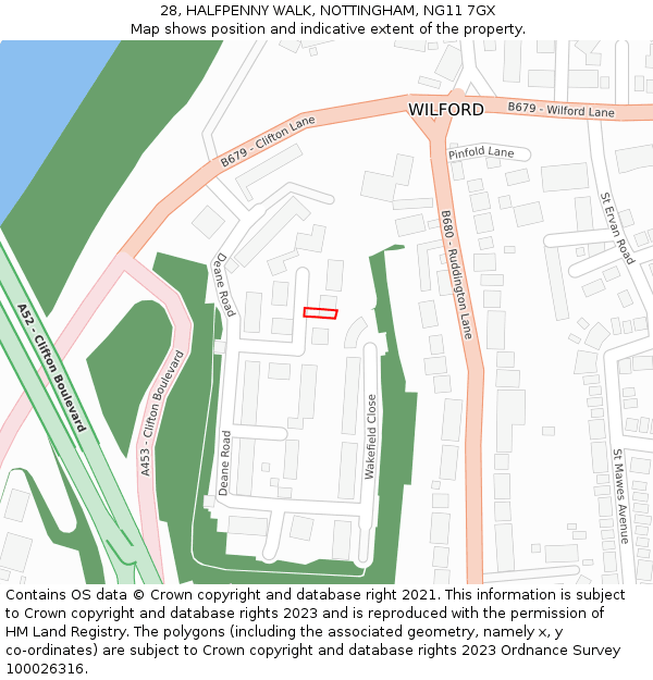 28, HALFPENNY WALK, NOTTINGHAM, NG11 7GX: Location map and indicative extent of plot