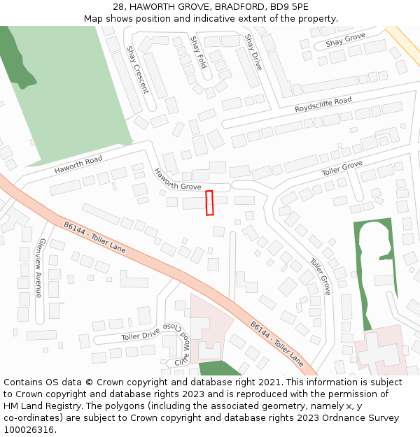 28, HAWORTH GROVE, BRADFORD, BD9 5PE: Location map and indicative extent of plot