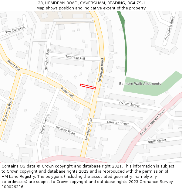 28, HEMDEAN ROAD, CAVERSHAM, READING, RG4 7SU: Location map and indicative extent of plot