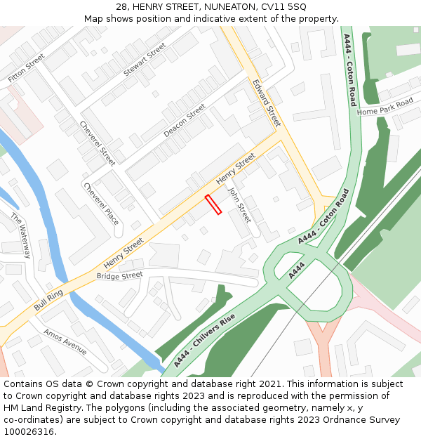 28, HENRY STREET, NUNEATON, CV11 5SQ: Location map and indicative extent of plot