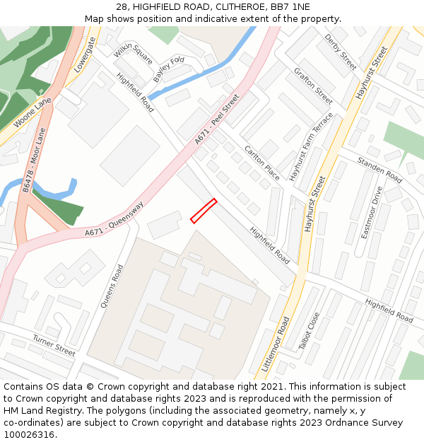 28, HIGHFIELD ROAD, CLITHEROE, BB7 1NE: Location map and indicative extent of plot