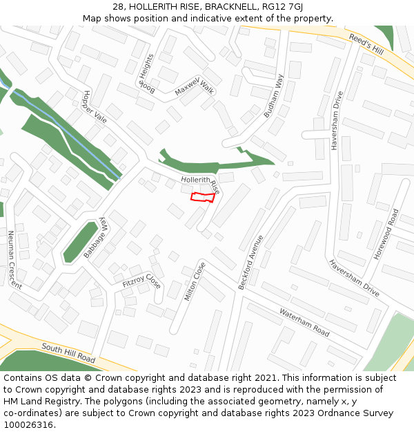 28, HOLLERITH RISE, BRACKNELL, RG12 7GJ: Location map and indicative extent of plot