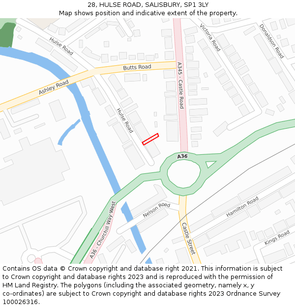 28, HULSE ROAD, SALISBURY, SP1 3LY: Location map and indicative extent of plot