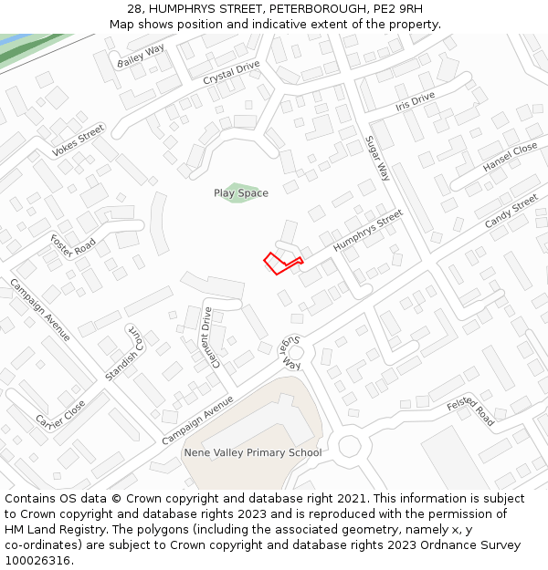28, HUMPHRYS STREET, PETERBOROUGH, PE2 9RH: Location map and indicative extent of plot