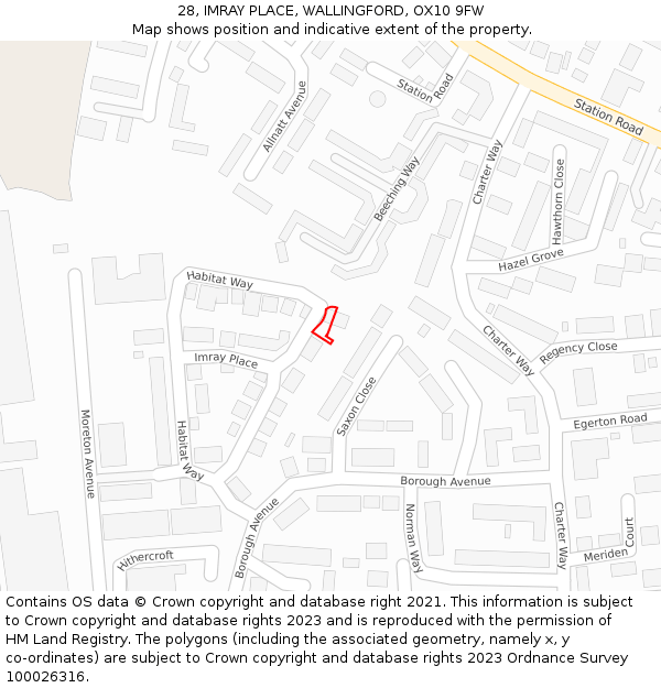 28, IMRAY PLACE, WALLINGFORD, OX10 9FW: Location map and indicative extent of plot