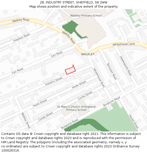 28, INDUSTRY STREET, SHEFFIELD, S6 2WW: Location map and indicative extent of plot