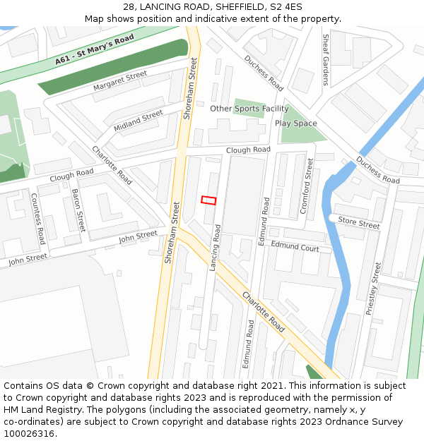 28, LANCING ROAD, SHEFFIELD, S2 4ES: Location map and indicative extent of plot