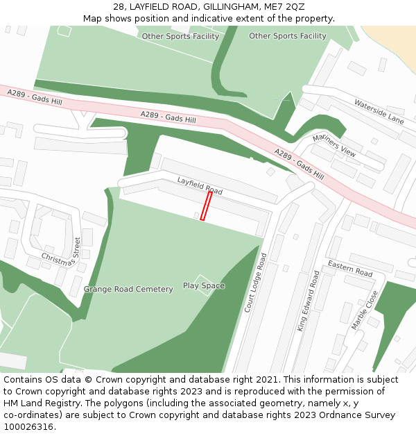 28, LAYFIELD ROAD, GILLINGHAM, ME7 2QZ: Location map and indicative extent of plot