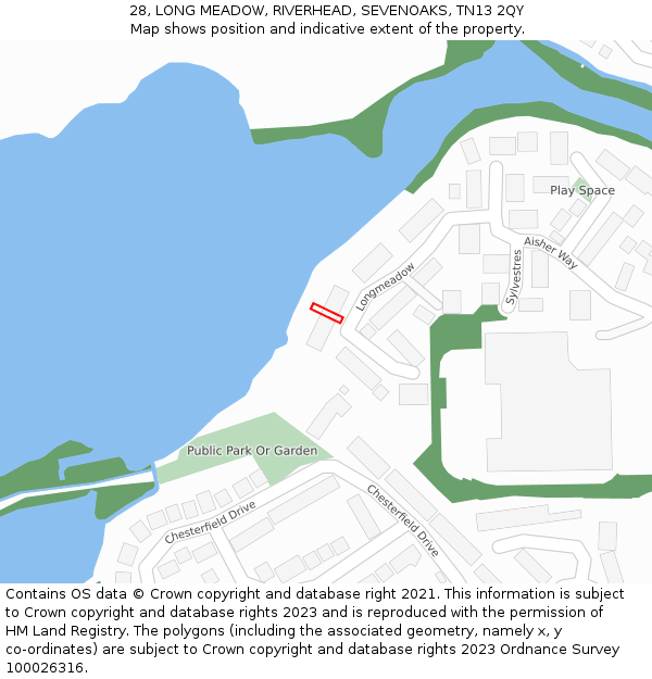 28, LONG MEADOW, RIVERHEAD, SEVENOAKS, TN13 2QY: Location map and indicative extent of plot
