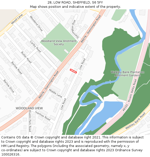 28, LOW ROAD, SHEFFIELD, S6 5FY: Location map and indicative extent of plot