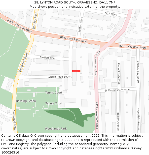 28, LYNTON ROAD SOUTH, GRAVESEND, DA11 7NF: Location map and indicative extent of plot