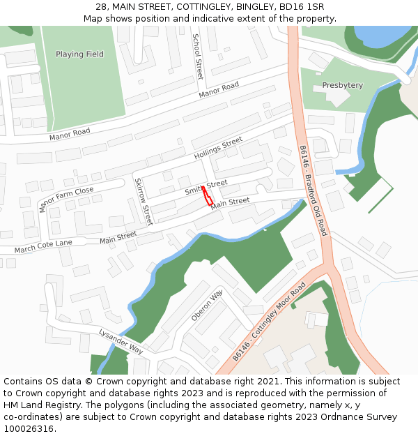 28, MAIN STREET, COTTINGLEY, BINGLEY, BD16 1SR: Location map and indicative extent of plot