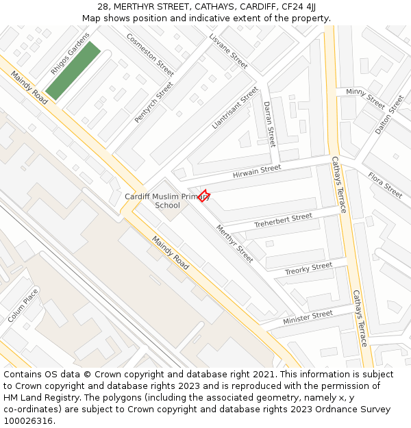28, MERTHYR STREET, CATHAYS, CARDIFF, CF24 4JJ: Location map and indicative extent of plot