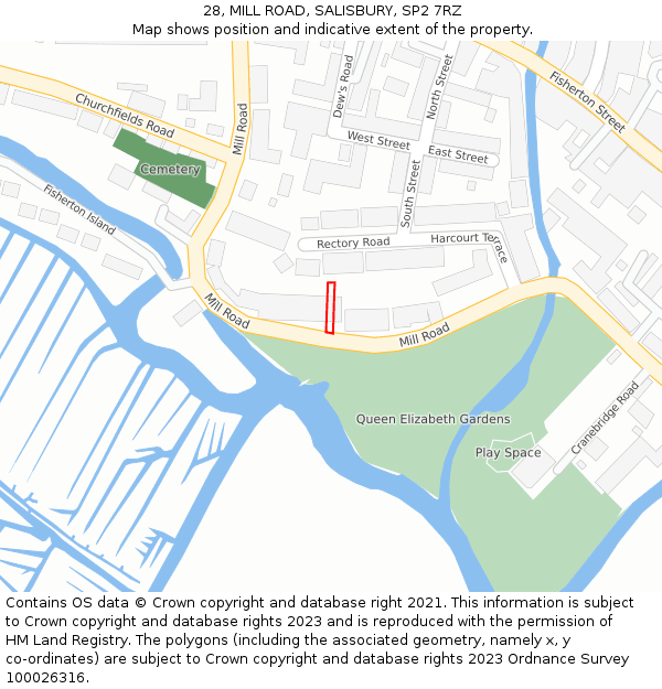 28, MILL ROAD, SALISBURY, SP2 7RZ: Location map and indicative extent of plot