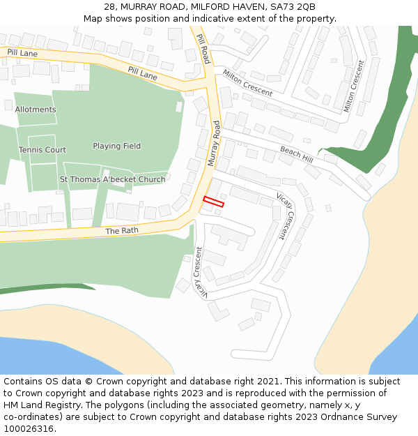 28, MURRAY ROAD, MILFORD HAVEN, SA73 2QB: Location map and indicative extent of plot