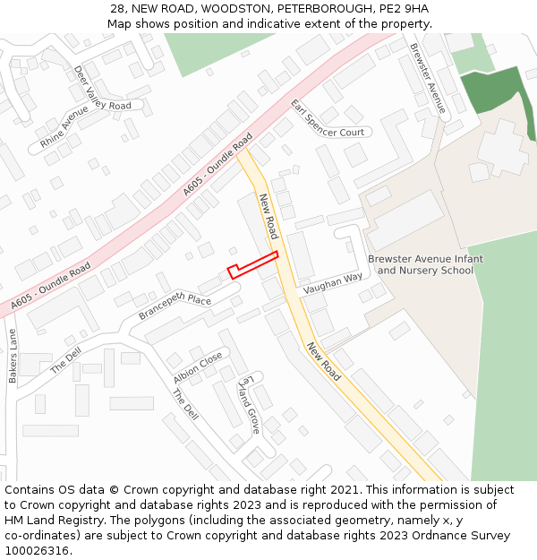 28, NEW ROAD, WOODSTON, PETERBOROUGH, PE2 9HA: Location map and indicative extent of plot