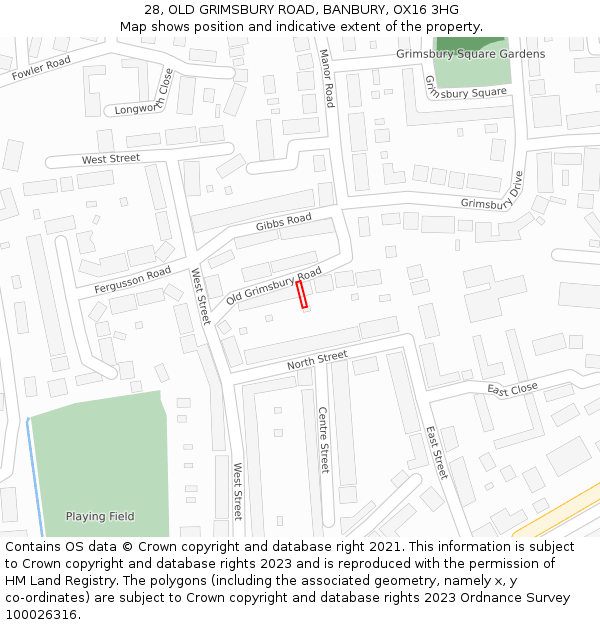 28, OLD GRIMSBURY ROAD, BANBURY, OX16 3HG: Location map and indicative extent of plot