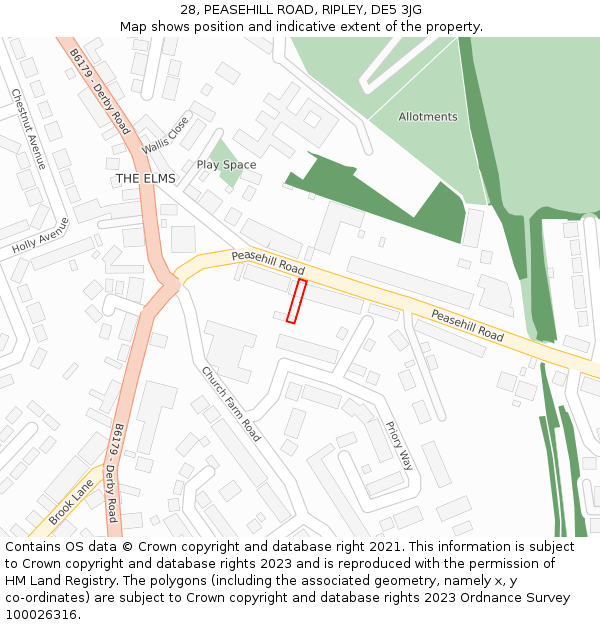 28, PEASEHILL ROAD, RIPLEY, DE5 3JG: Location map and indicative extent of plot