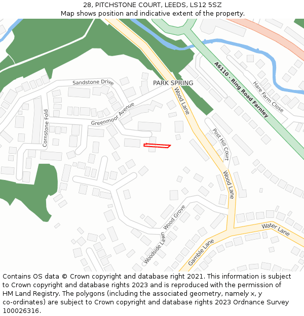 28, PITCHSTONE COURT, LEEDS, LS12 5SZ: Location map and indicative extent of plot
