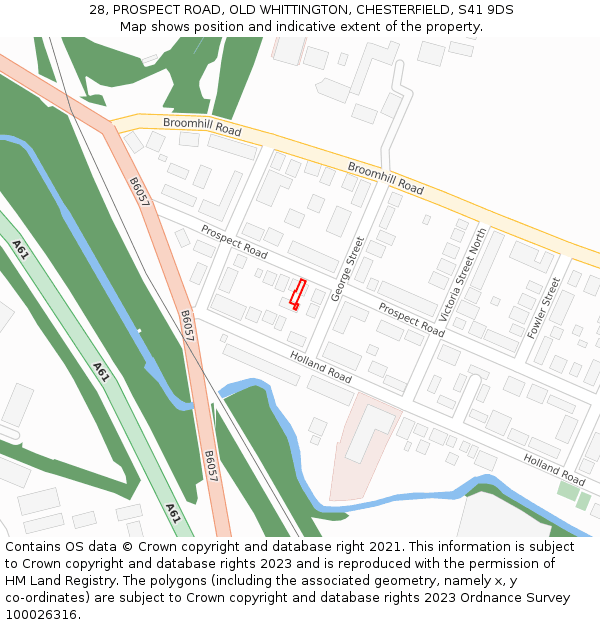 28, PROSPECT ROAD, OLD WHITTINGTON, CHESTERFIELD, S41 9DS: Location map and indicative extent of plot