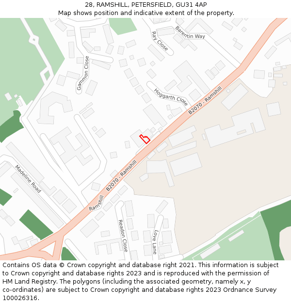 28, RAMSHILL, PETERSFIELD, GU31 4AP: Location map and indicative extent of plot