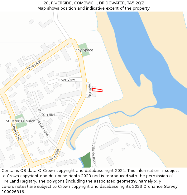 28, RIVERSIDE, COMBWICH, BRIDGWATER, TA5 2QZ: Location map and indicative extent of plot
